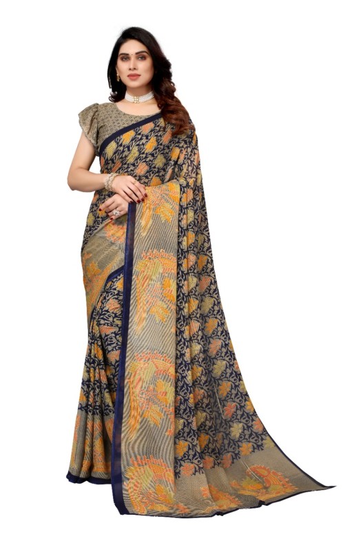 Fancy Georgette Printed Saree With blouse